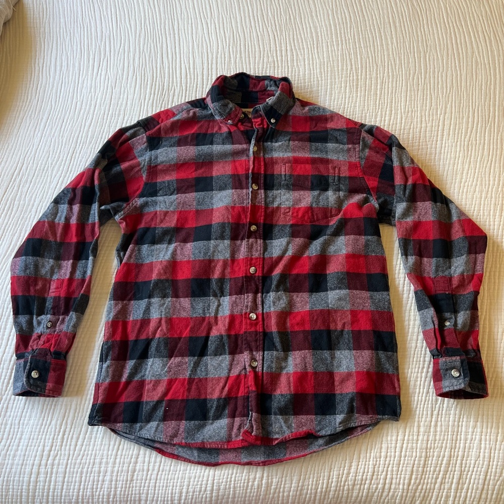 RedHead Men's Red, Black & Gray Plaid Button-Down Shirt